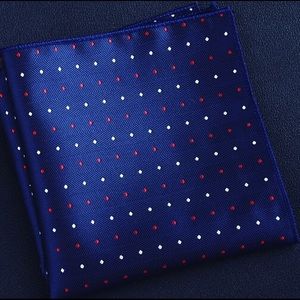 Blue with red dot pocket square